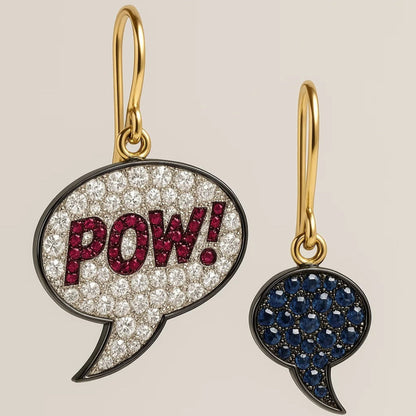 Comic Strip Speech Bubble Earrings in 14K or 18K Gold