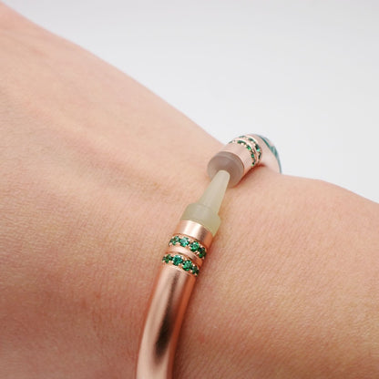 Customizable Crayon Bracelet with Nephrite and Lab Emeralds, Gold Filled, view 11