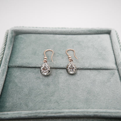 Pear Moissanite Hook Drop Earrings and, 14K Gold, view 4