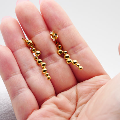 Georgian Cascade Drop Earrings - Blackened Gold with Collet-Set Moissanites in 14K or 18K Gold, view 6