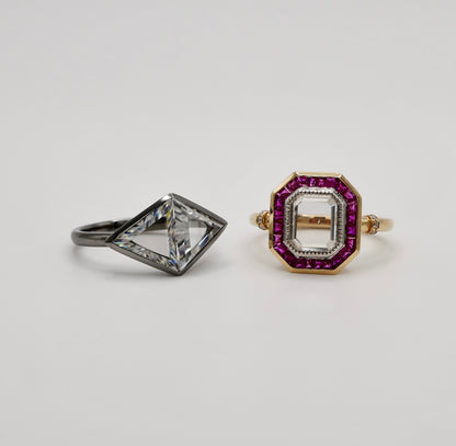 Gold, Triangle Portrait Cut Moissanite Bezel Ring, 14K Gold, view 7