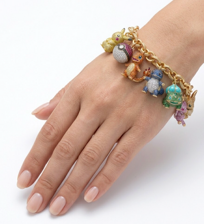 Pokemon Charm Bracelet Pavé Moissanite, view 2