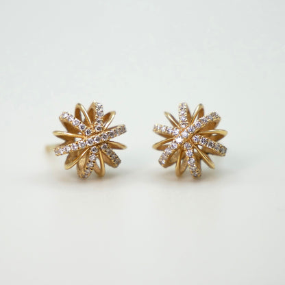 Diamond Snowflake Earrings, 18K Gold