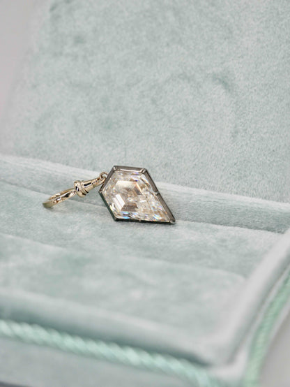 Georgian Victorian Ball Sphere Chain Shield Portrait Lab Diamond or Moissanite Pendant, 18K Gold, view 2
