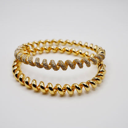 Fusilli Rotini Spiral Gold Bangle, view 13