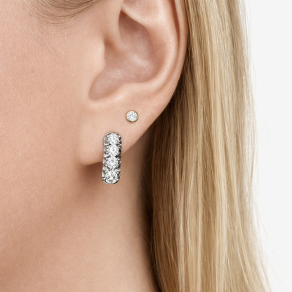 Scallop Diamond Hoops, 18K Gold, view 5