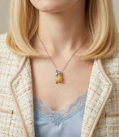 Chick with Umbrella Pendant & Brooch, 18K Gold, view 4