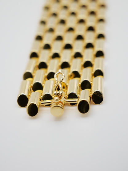 Vintage Retro Wide Gold Link Tube Bracelet, view 7