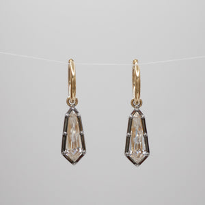 Custom Kite Georgian Victorian Earrings, Lab Diamond or Moissanite