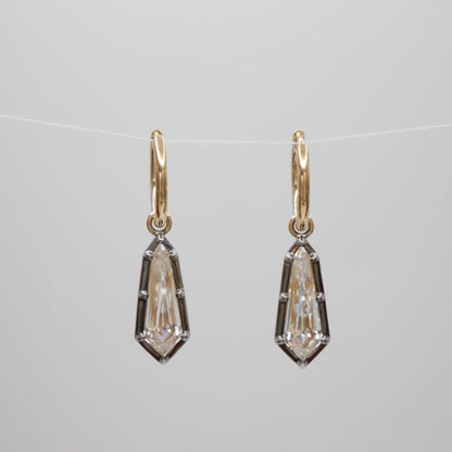 Custom Kite Georgian Victorian Earrings, Lab Diamond or Moissanite