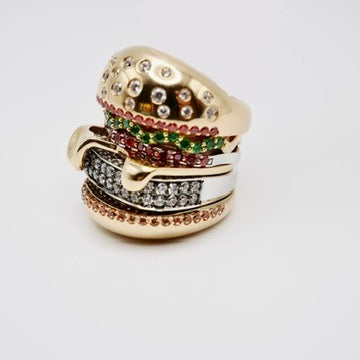 Stacked Hamburger Ring, Solid Gold, view 2