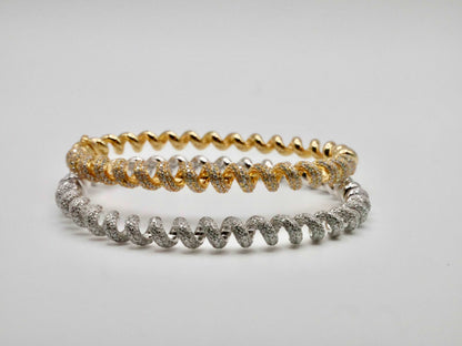 Fusilli Rotini Spiral Gold Moissanite Bangle, view 9