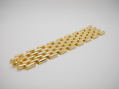 Vintage Retro Wide Gold Link Tube Bracelet, view 4