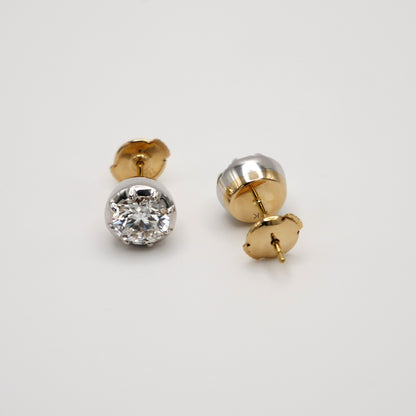 Georgian Victorian Round Lab Diamond Stud Earrings, view 3