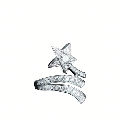 Diamond Shooting Star Comet Ring, 18K Gold