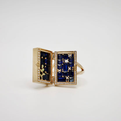 Enchanted Door Portal Moissanite and Sapphire Ring, 14K Gold, view 2