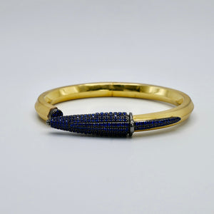 Pen Bangle with Lab Grown Blue Sapphire Pavé, 18K Yellow Gold Filled
