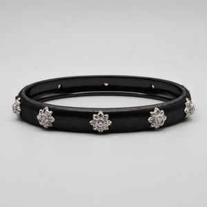 Engraved Fabric Silk Diamond Bangle, 18K Gold