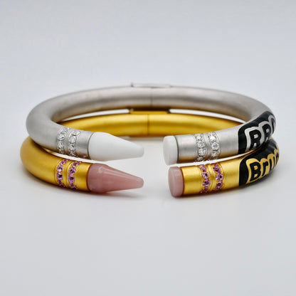 Customizable Crayon Bracelet with Porcelain and Moissanites, view 5