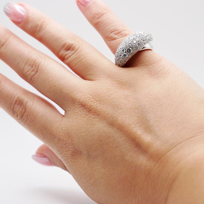 Pavé crossover dome ring in 18K white gold with lab grown diamonds, view 6