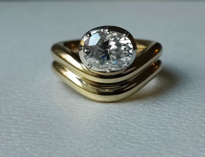 Oval Moissanite Sculptural Ring, view 2
