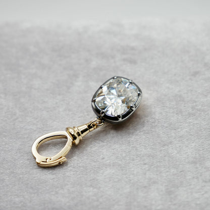 Georgian Victorian Ball Chain Elongated Cushion Lab Diamond or Moissanite Pendant, 14K Gold, view 5