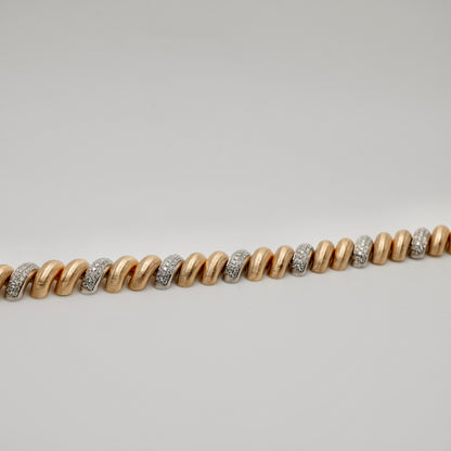 Silk Engraved Rigatto Twist Bracelet with Pavé Lab Diamonds in 14K or 18K Gold, view 3