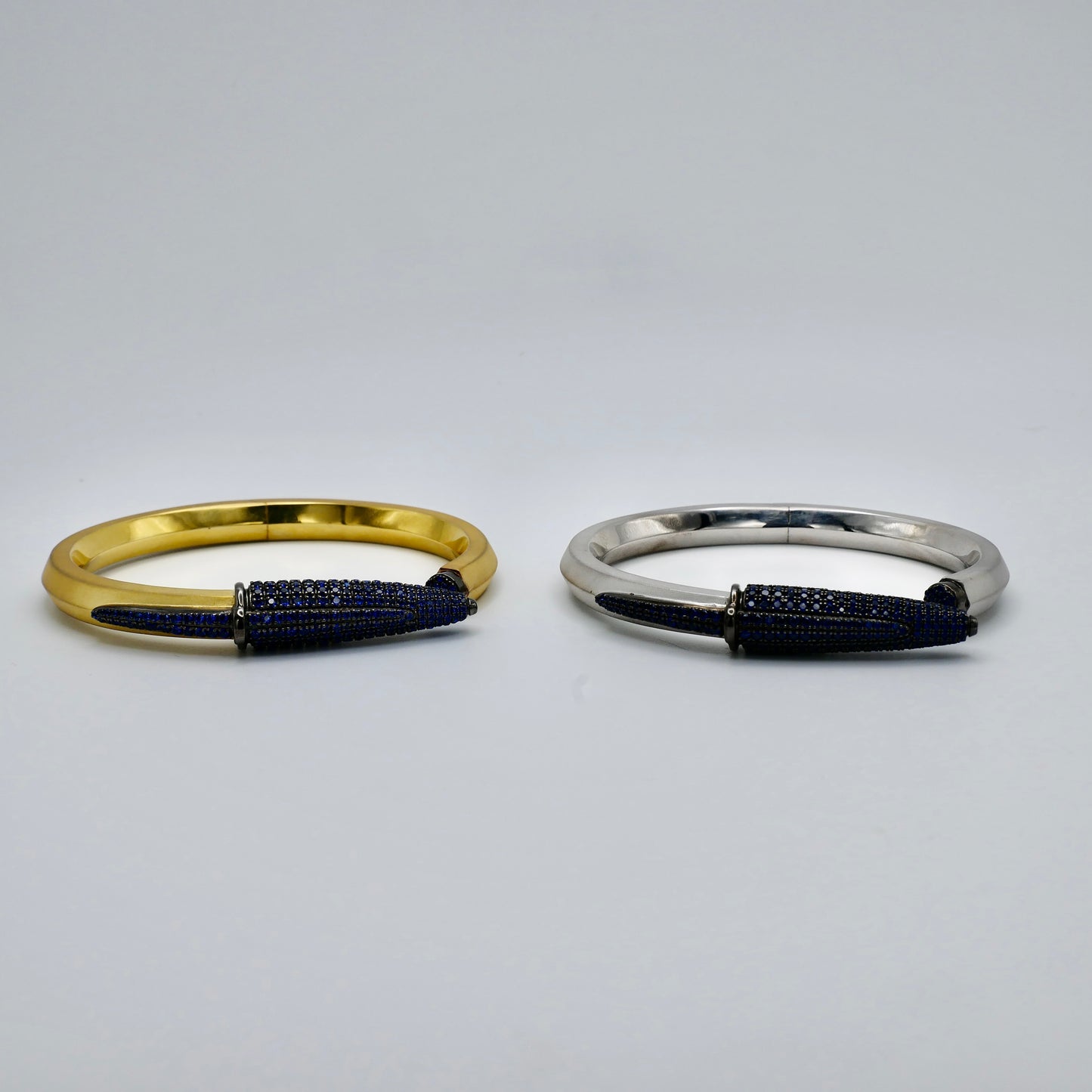 Pen Bangle with Lab Grown Blue Sapphire Pavé, 18K White Gold Filled, view 9