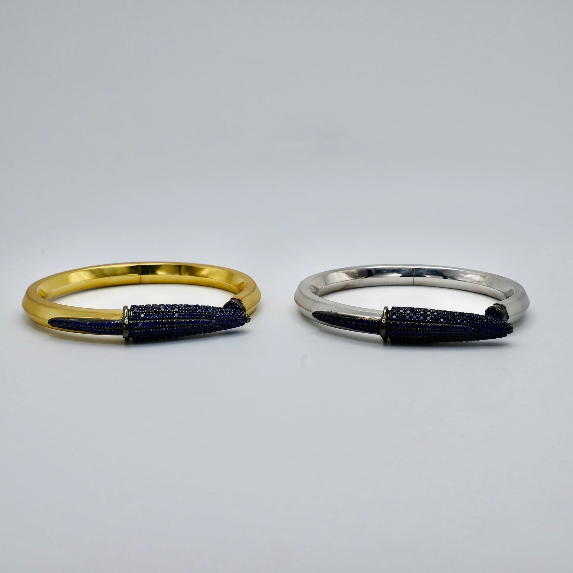 Pen Bangle with Lab Grown Blue Sapphire Pavé, 18K White Gold Filled, view 9