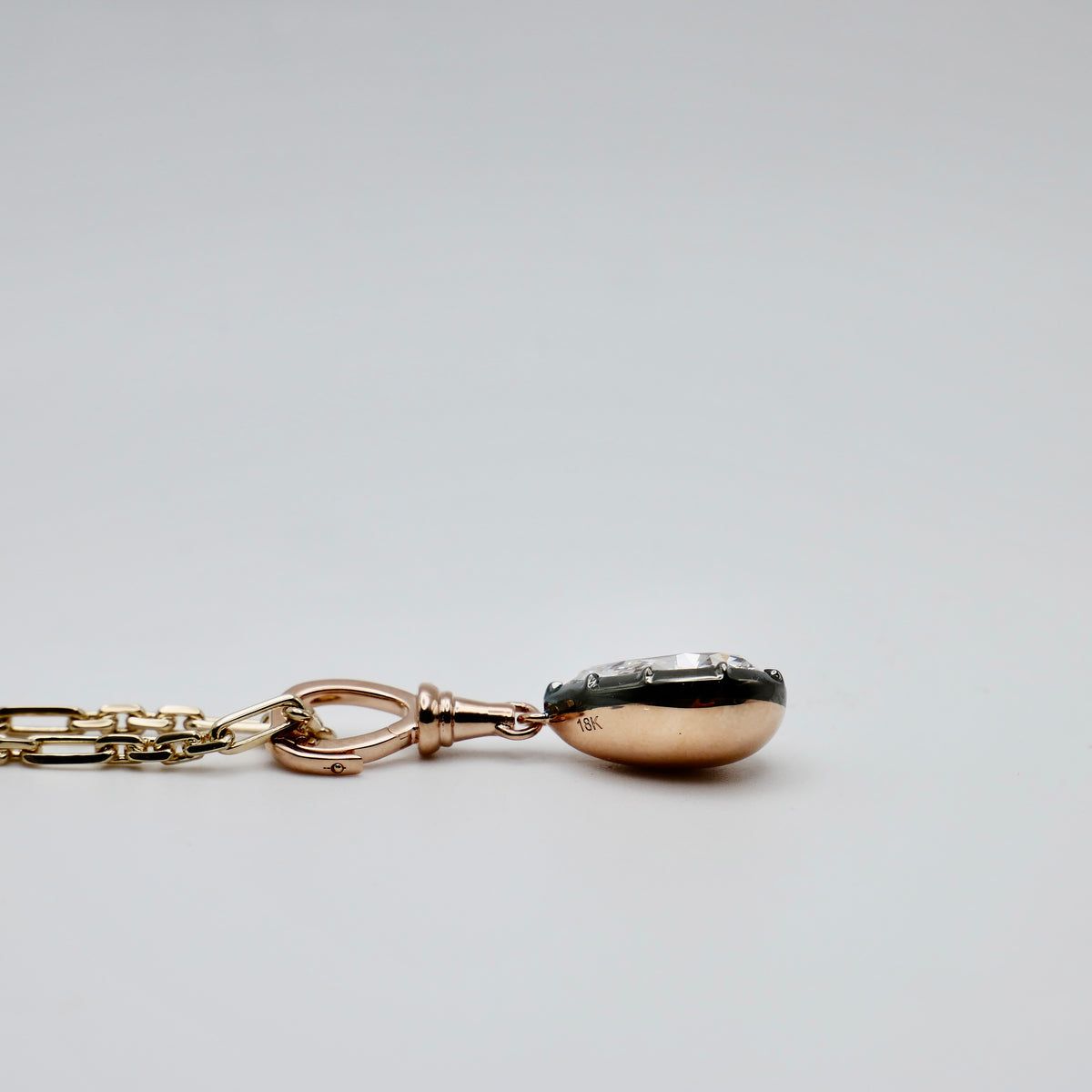 Georgian Victorian Diamond Pear Art Deco Ball Chain Pendant