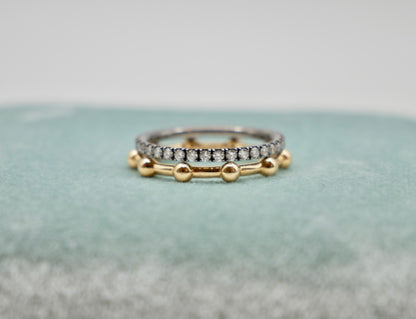 Micro Pave Thin Gold Diamond or Moissanite Ring, view 4