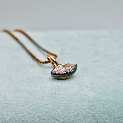 Pink Marquise Lab Diamond Pendant in Georgian Collet, 18K Gold, view 5