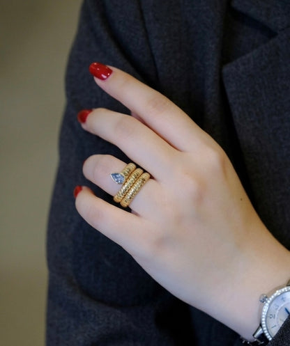 Tubogas Serpenti Snake Ring with Peridot, 18K Gold, view 12