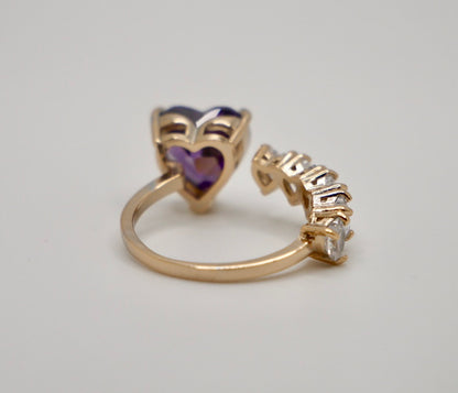 Floating Heart Ring with Purple Sapphire, 18K Gold, view 3