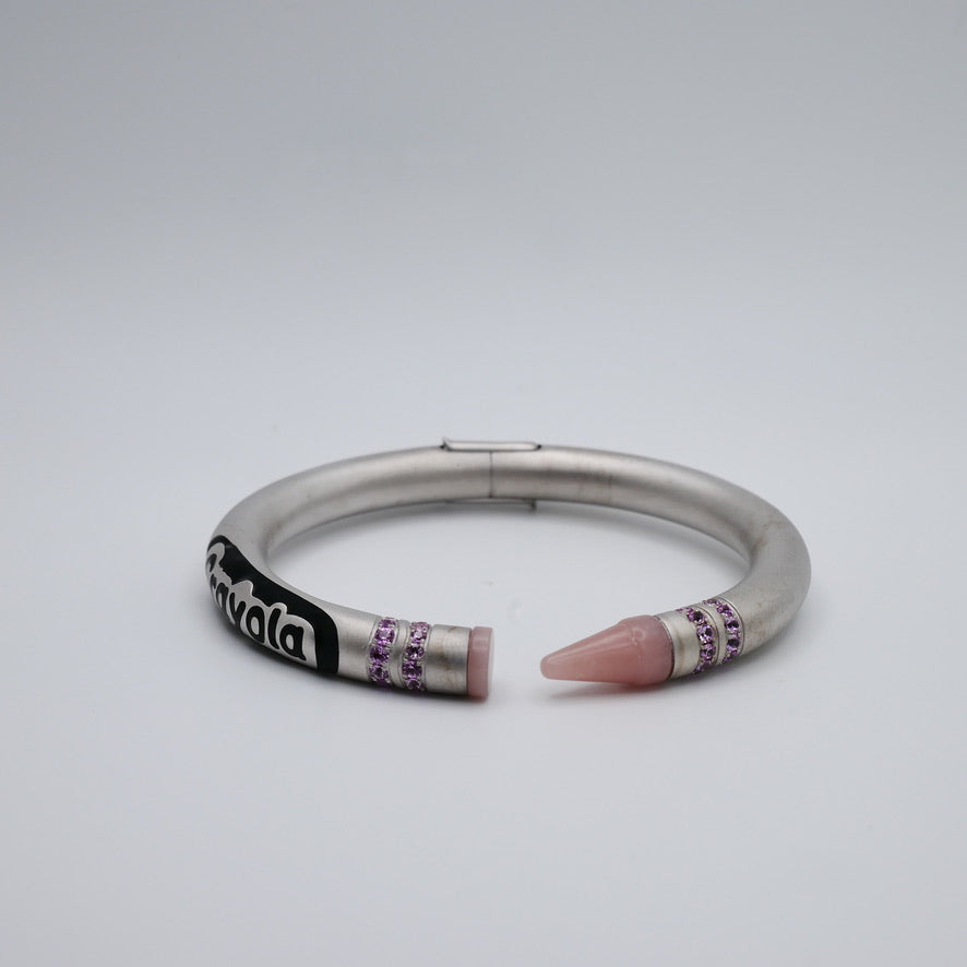Customizable Crayon Bracelet with Pink Coral and Pink Moissanites