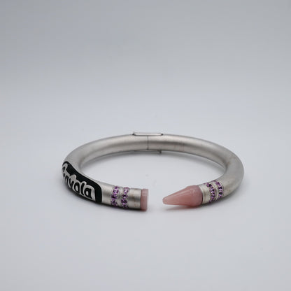 Customizable Crayon Bracelet with Pink Coral and Pink Moissanites