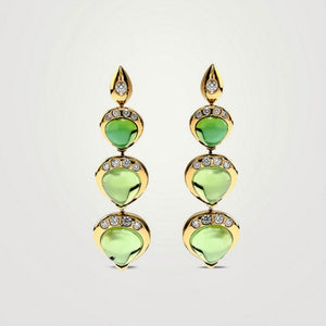 Pink Tourmaline Cabochon Pear Triple Drop Earrings, view 2