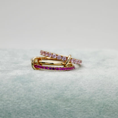 Interlocking Pink Sapphire Trinity Ring Set, 14K Gold, view 3