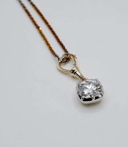 Georgian Victorian Ball Chain Cushion Lab Diamond or Moissanite Pendant, view 5