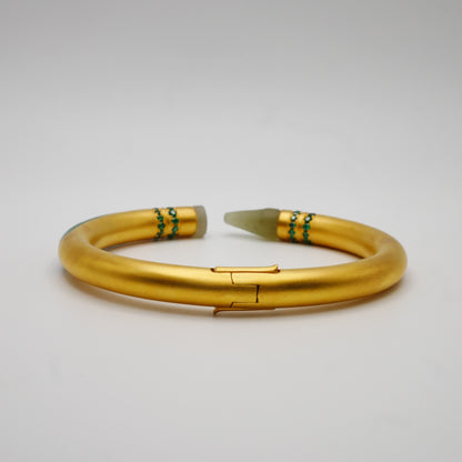 Customizable Crayon Bracelet with Nephrite and Lab Emeralds, Gold Filled, view 5