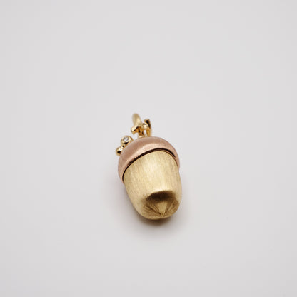 Diamond Acorn Pendant, 18K Gold, view 5