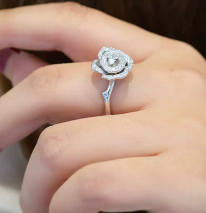 Small Gold and Diamond Bloom Ring, 18K Gold, view 3