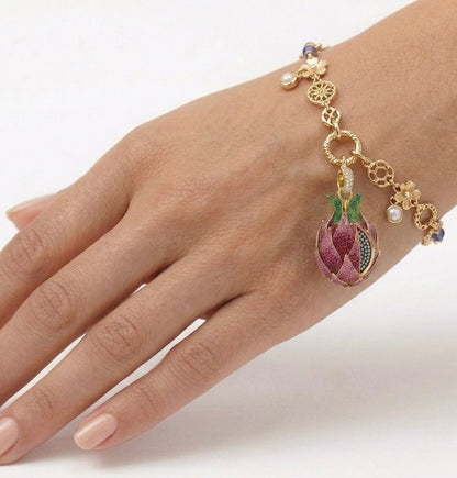 Dragonfruit Pendant Charm Pavé Ruby Emerald Moissanite, view 4