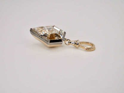 Georgian Victorian Ball Sphere Chain Shield Portrait Lab Diamond or Moissanite Pendant, 18K Gold, view 4