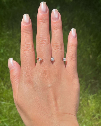 Gold Princess, Triangle and Round Diamond Double Ring, 18K Gold, view 7