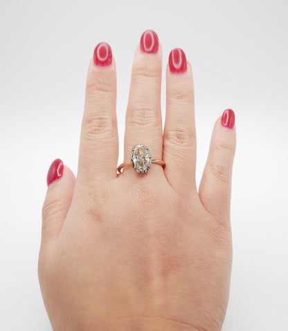 Georgian Victorian Champagne Oval Lab Diamond Ring, 14K Gold, view 7