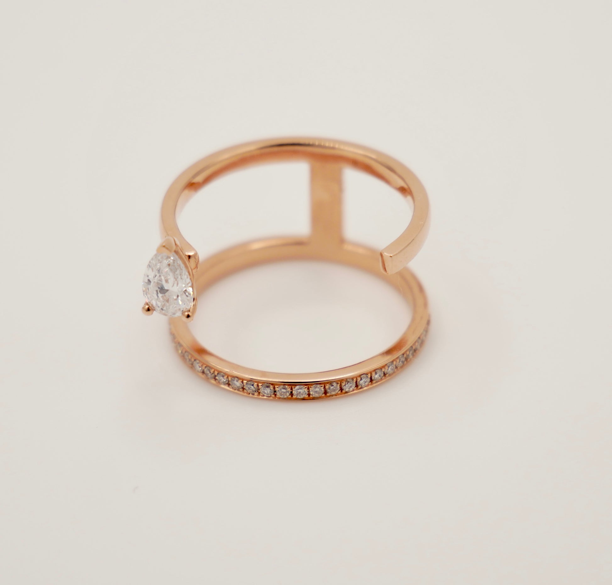 Repossi Serti Sur Vide Ring Rose Gold with Pear Diamond