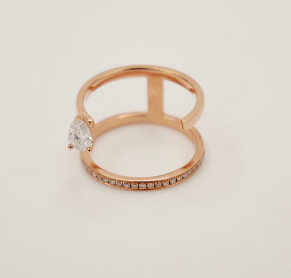 Floating Pear Diamond Ring, 18K Rose Gold, view 4