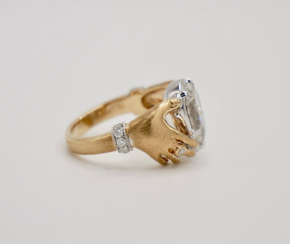 Pear Antique or Vintage Inspired Claddagh Ring in 9K, 14K or 18K Gold, view 6