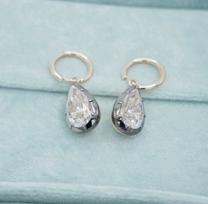 Pear Shaped Moissanite Georgian Victorian Earrings, view 5
